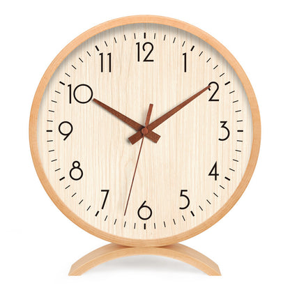 Japanese Style Solid Wood Table Clock Silent Modern Home Decor