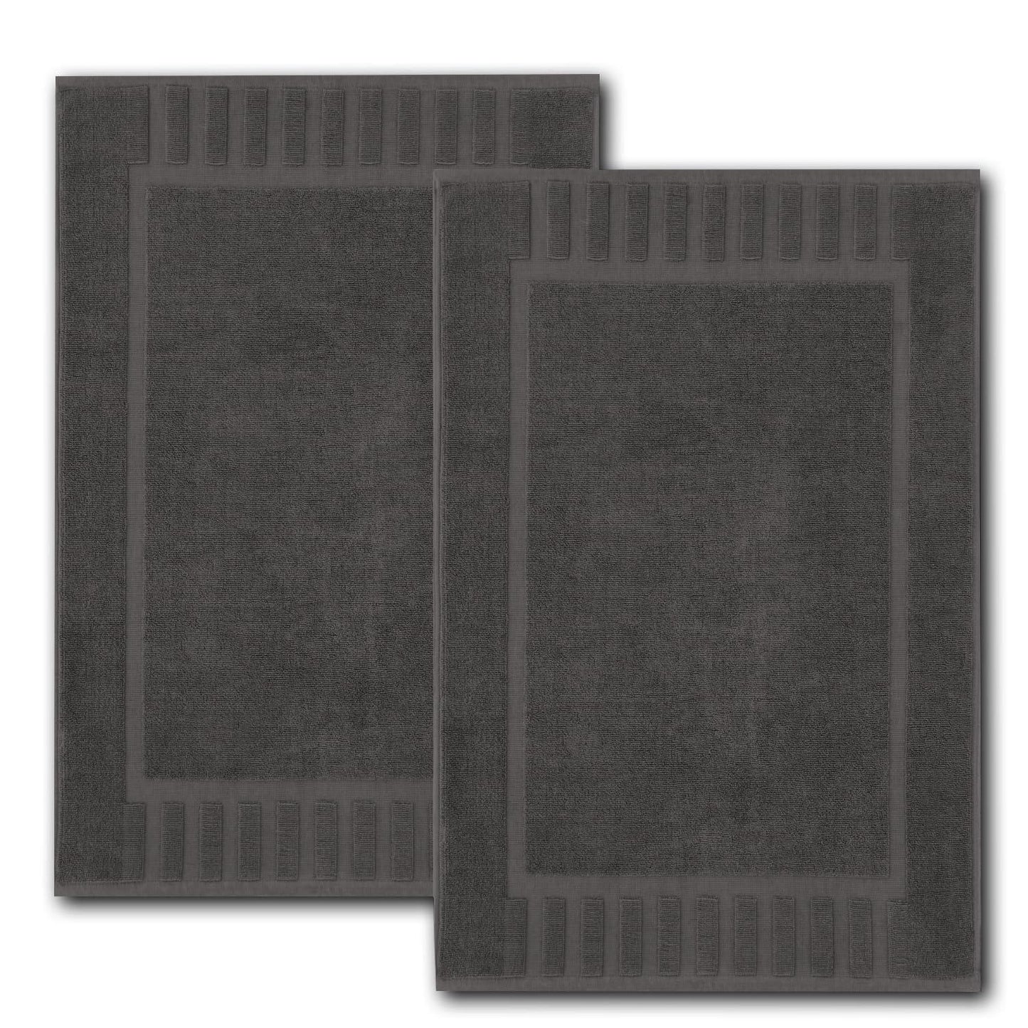 Luxury Cotton Bath Mat Set – Dark Grey, 1000 GSM, 22”×34”, 2-Pack