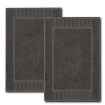 Luxury Cotton Bath Mat Set – Dark Grey, 1000 GSM, 22”×34”, 2-Pack
