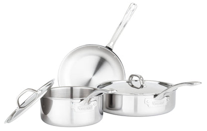 Viking Culinary 3-Ply Stainless Steel Cookware Set with Metal Lids 5 Piece Dishwasher Oven Safe Works on All Cooktops including Induction