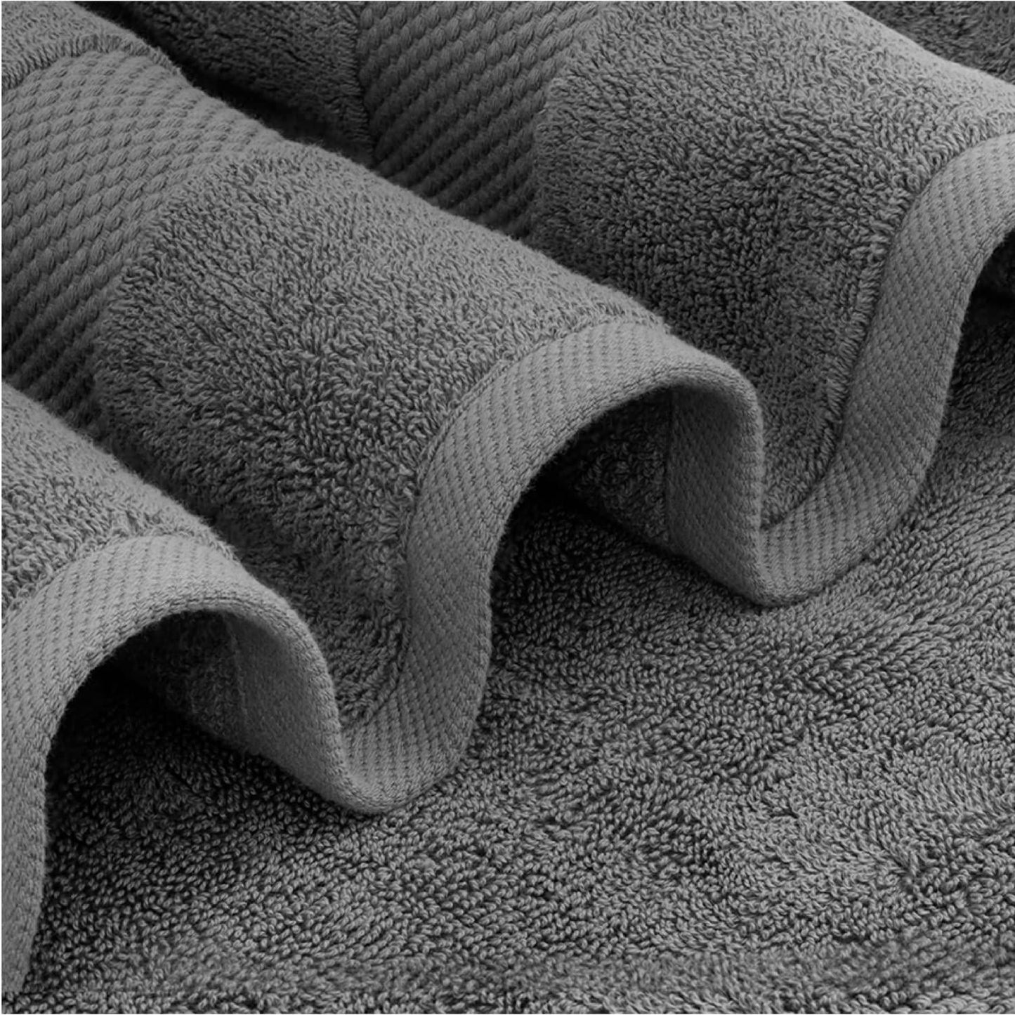 Hotel Collection Combed Cotton Bath Towel Set – Dark Grey, 700 GSM, 8-Piece