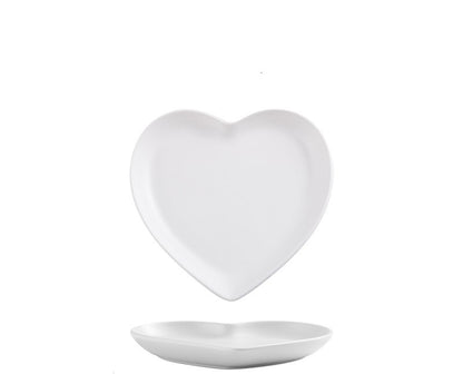 Nordic Heart-Shaped Couple Dinner Plate Set in Ceramic