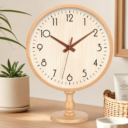 Japanese Style Solid Wood Table Clock Silent Modern Home Decor
