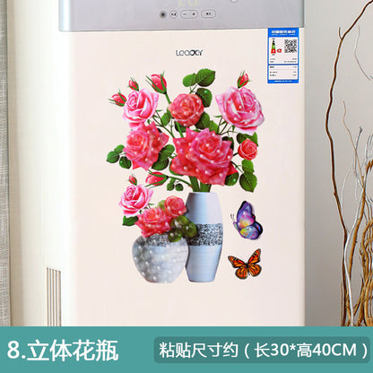 3D Faux Flower Vase Wall Decor for Bedroom