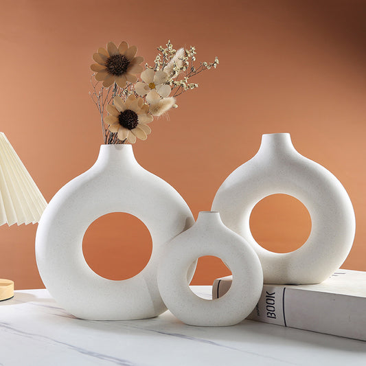 Handmade Ceramic Vase Circle Decor