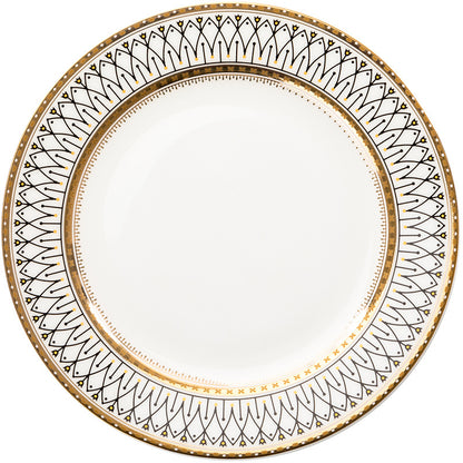 European Ceramic Plate Set with Gold Trim (Dinner Plates)