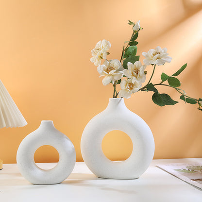 Handmade Ceramic Vase Circle Decor