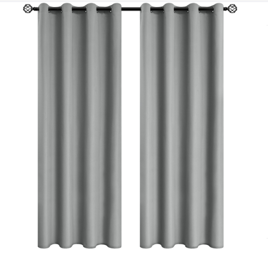 Minimalist Grommet Blackout Curtains – Grey, Multiple Sizes