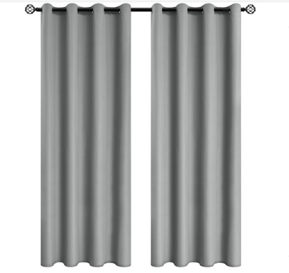 Minimalist Grommet Blackout Curtains – Grey, Multiple Sizes