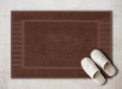 Luxury Cotton Bath Mat Set – Brown, 1000 GSM, 22”×34”, 2-Pack