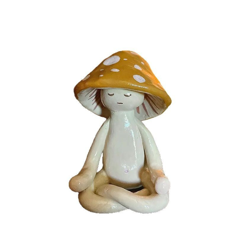 Cute Meditation Mushroom Resin Decor