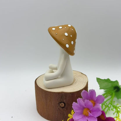 Cute Meditation Mushroom Resin Decor