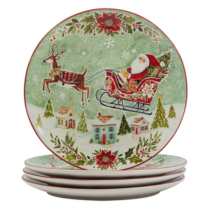 Certified International Joy of Christmas 11" Dinner Plates Assorted Designs Multicolor Large Set of 4