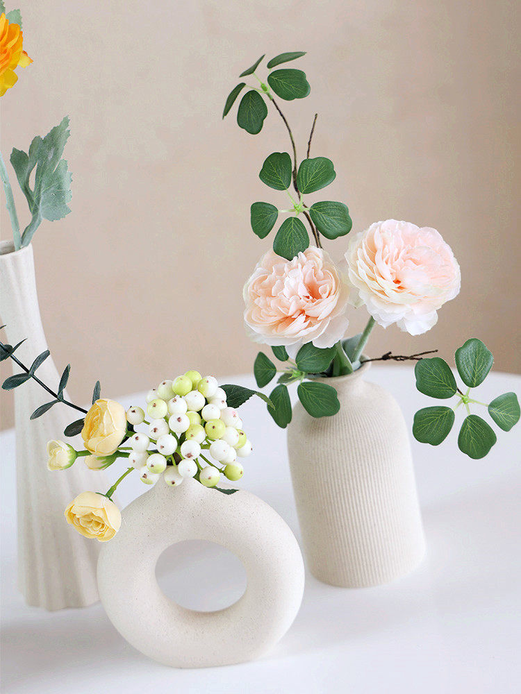 Ceramic Vase with Artificial Flowers for Home Decor