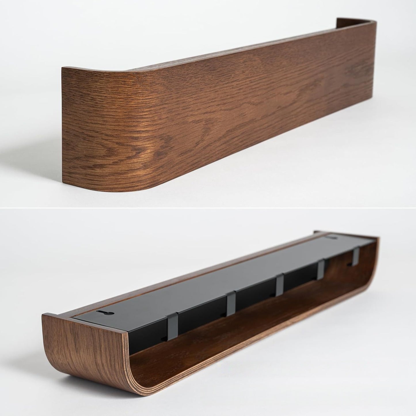 Wooden Wall Mounted Shelf with Hooks