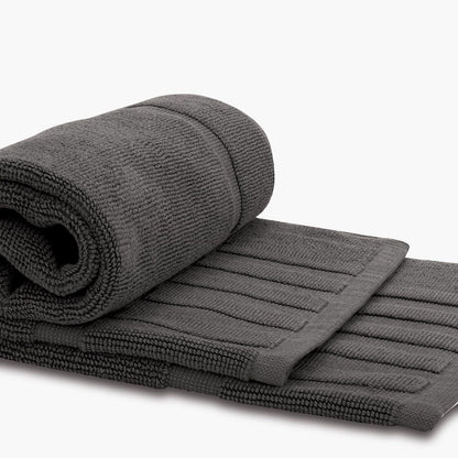 Luxury Cotton Bath Mat Set – Dark Grey, 1000 GSM, 22”×34”, 2-Pack