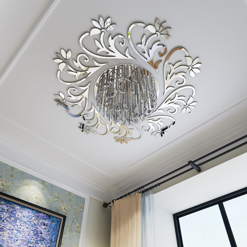 3D Mirror Flower Vine Acrylic Wall Stickers for Decor
