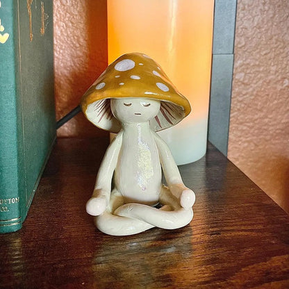 Cute Meditation Mushroom Resin Decor