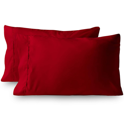 Red Fitted Sheet Set with Flat Sheet and Pillowcase