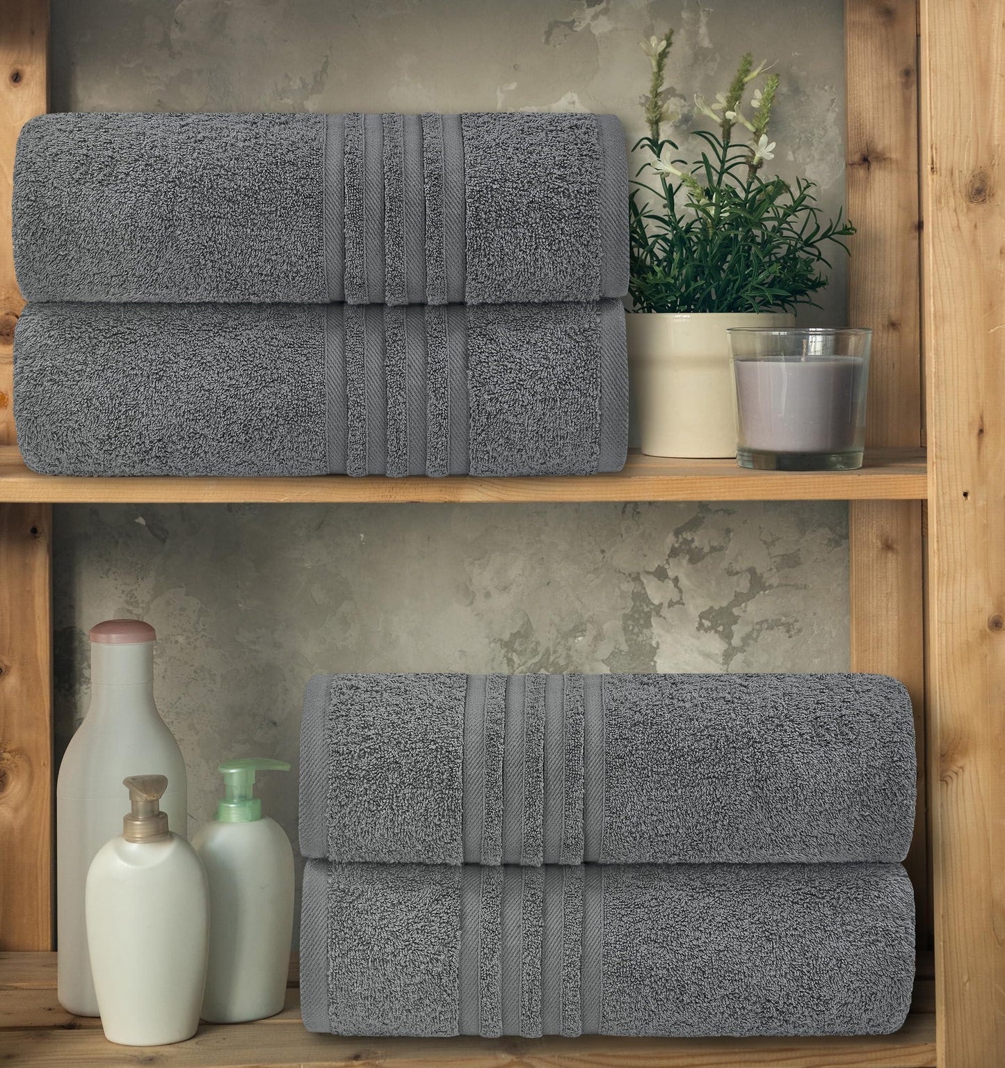 Wealuxe Grey Bath Towel Set of 4