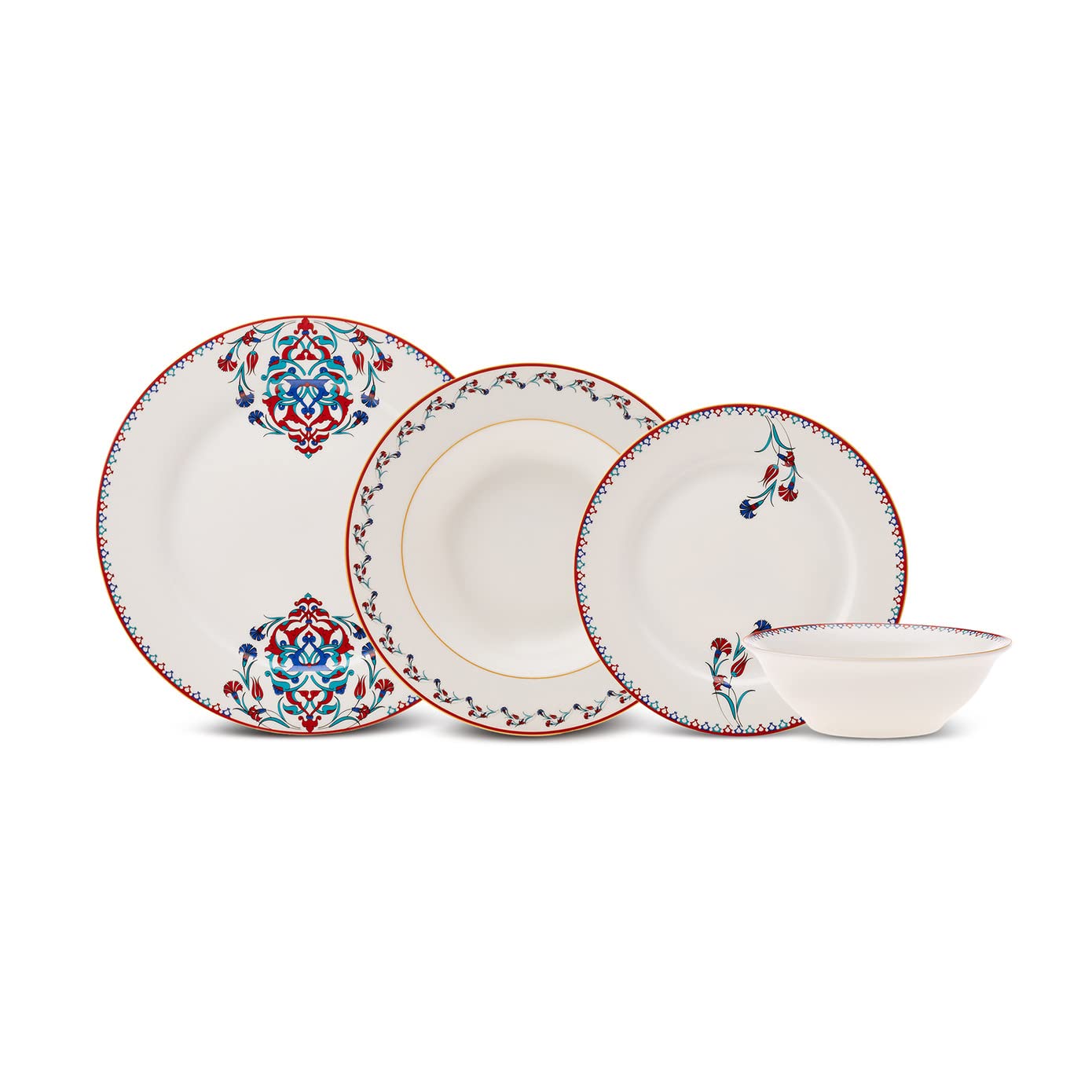 Karaca Nakkas 24-Piece Porcelain Dinner Set for 6 People Unique Design Crockery and Plates Set Daily and Special Occasions Chic and Elegant Table Service Set