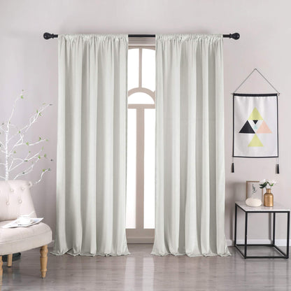 Soft Velvet Blackout Curtains – Bleach White, Rod Pocket, 2-Panel Set