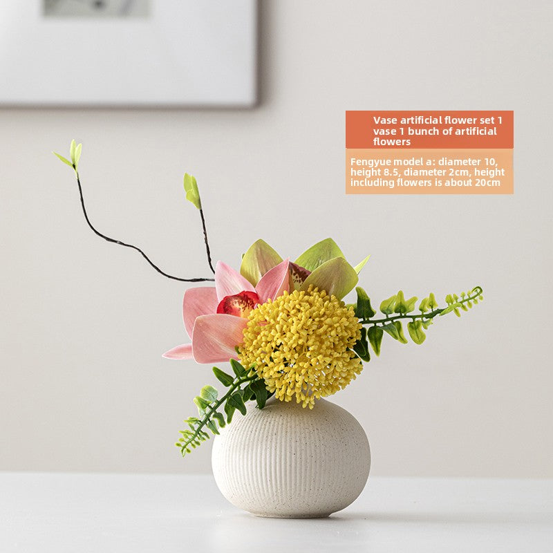 Ceramic Vase with Artificial Flowers for Home Decor