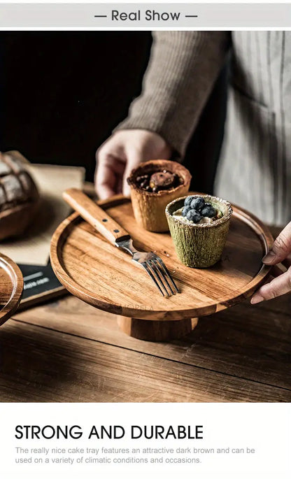 Wooden Round Dessert Plate - Creative Food Serving Tray