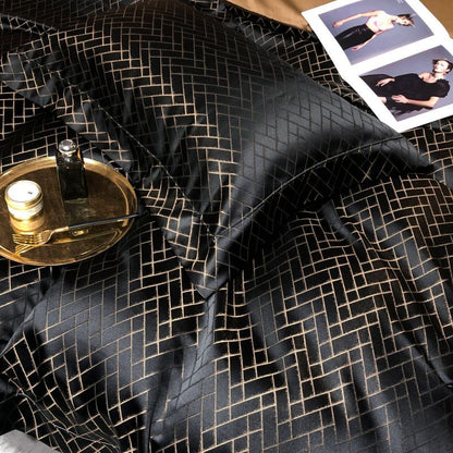 Luxury Black Gold Cotton Bedding Set
