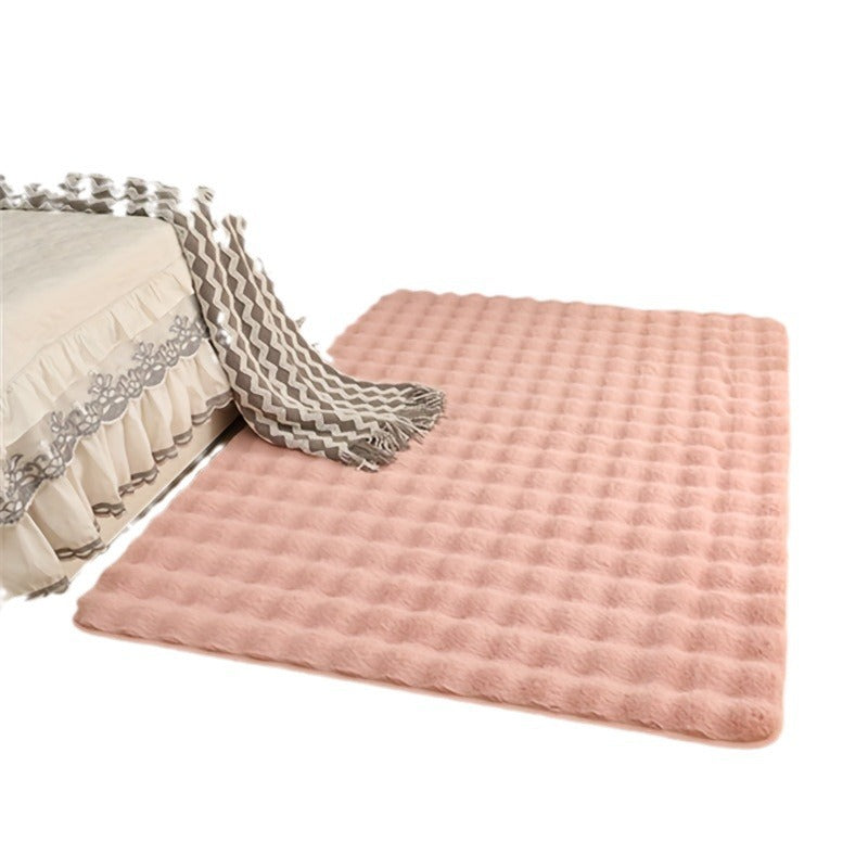 Rabbit fur-like bubble plush carpet