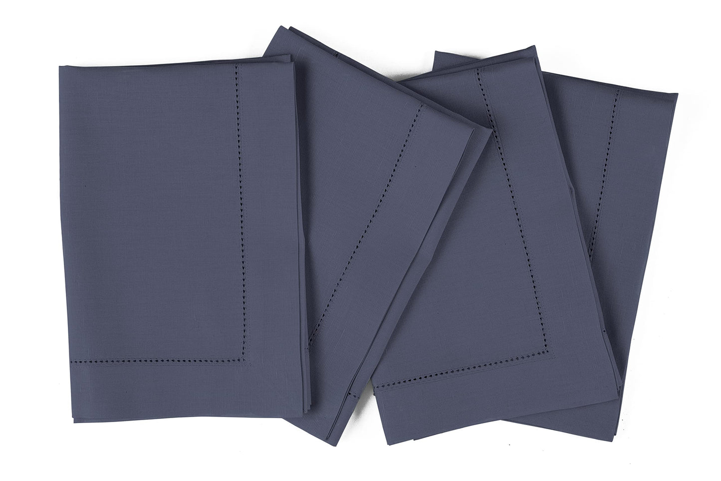 Solino Home Cool Grey Cloth Napkins Set of 4 – Cotton Linen Hemstitch Napkins 20 x 20 Inch – Machine Washable Dinner Napkins for Winter