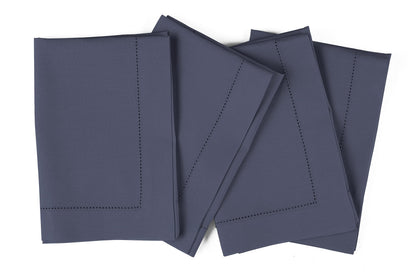 Solino Home Cool Grey Cloth Napkins Set of 4 – Cotton Linen Hemstitch Napkins 20 x 20 Inch – Machine Washable Dinner Napkins for Winter