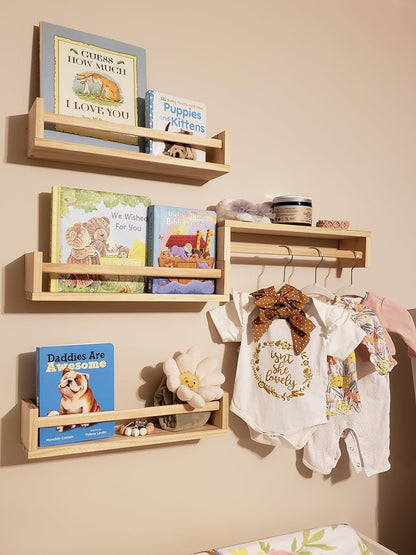 Nordic Wall Shelf Set of 4 – Natural Wood Floating Shelves