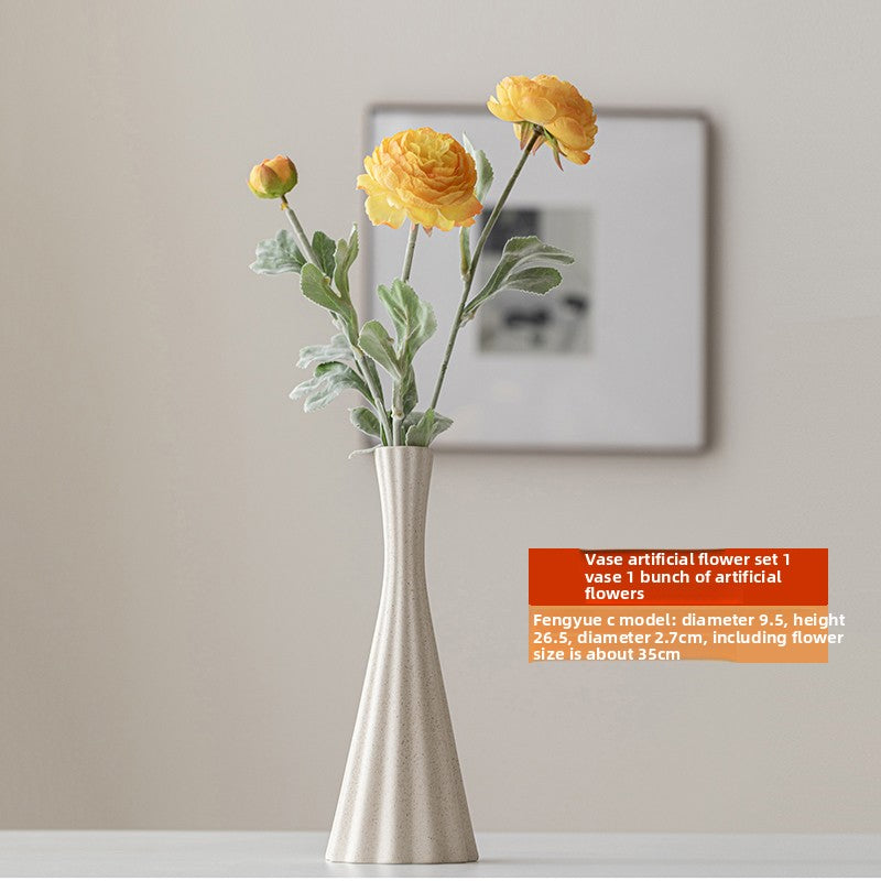 Ceramic Vase with Artificial Flowers for Home Decor