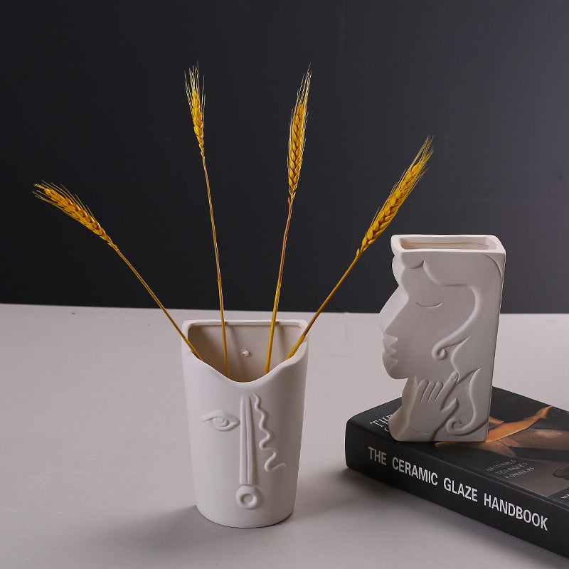 Creative Ceramic Face Vase for Home Decor