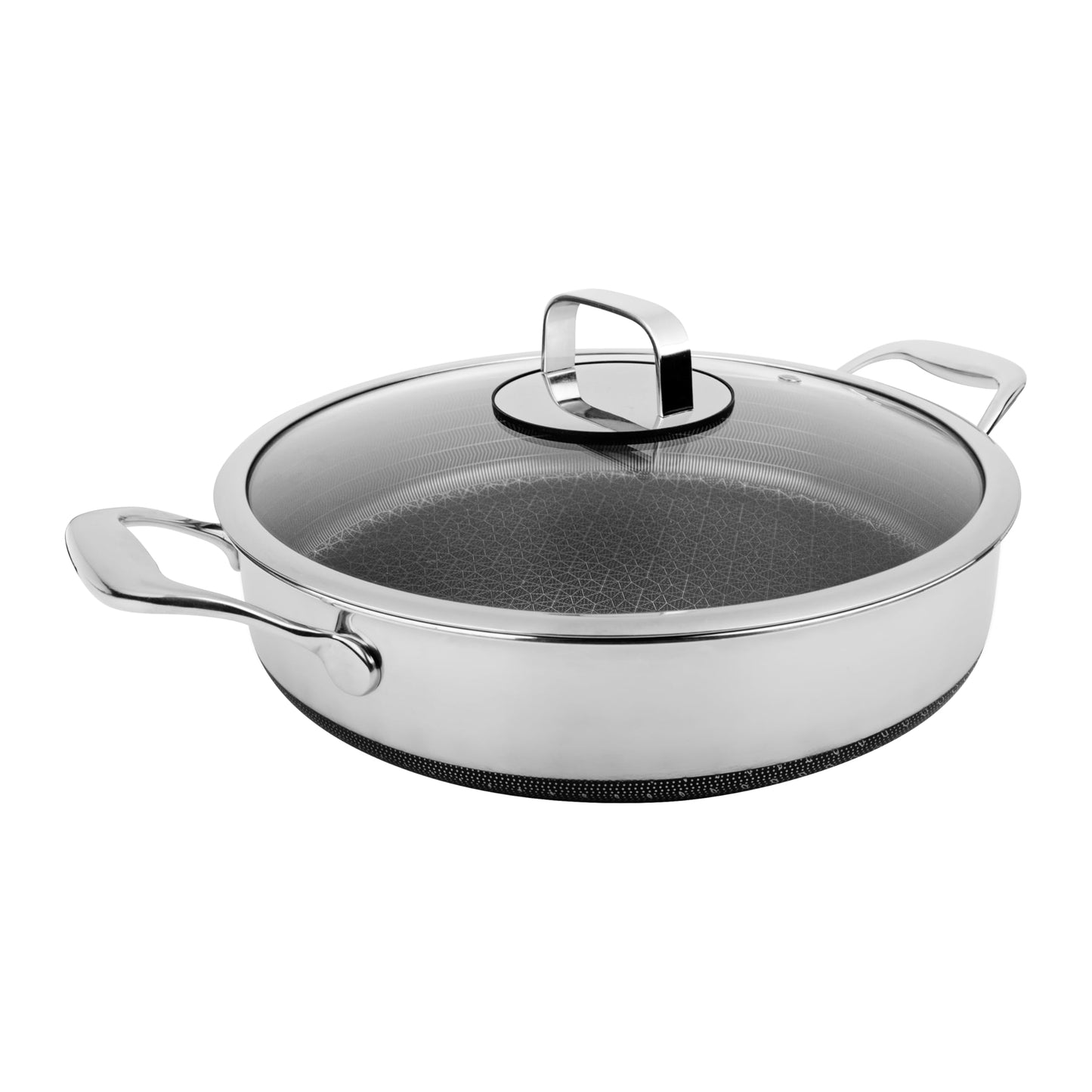 LIVWELL DiamondClad Hybrid Nonstick Frying Pan 5 Quart - Home and Kitchen Gift - Hybrid Cookware Set - Stainless Steel Sauté Pan with Lid - Skillets and Frying Pan Nonstick with Lid - Deep Frying Pan