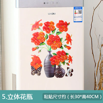 3D Faux Flower Vase Wall Decor for Bedroom