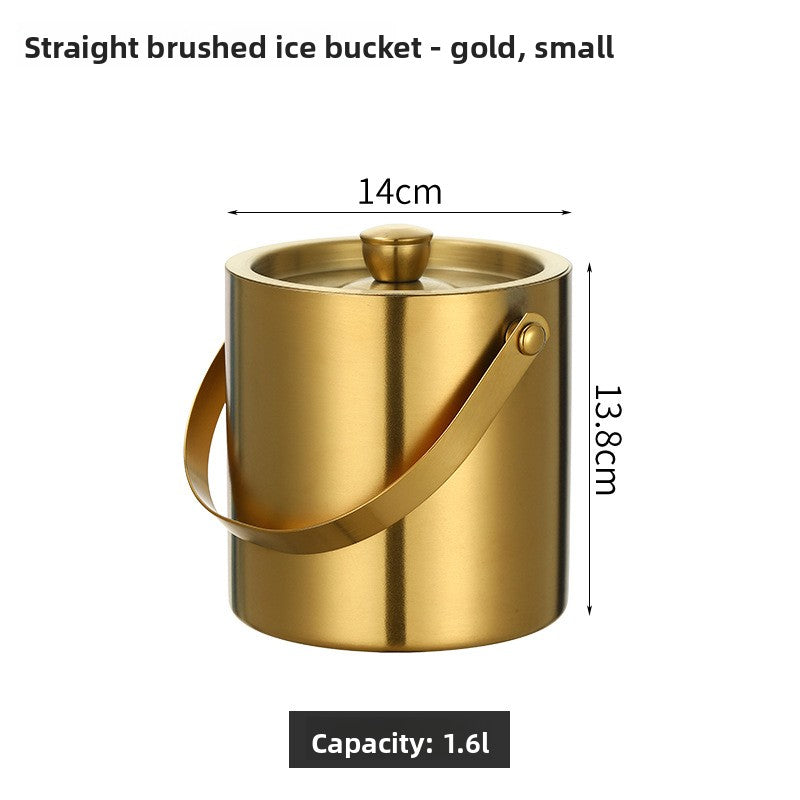 304 Stainless Steel Double Layer Insulated Ice Bucket with Lid and Handle for Wine Champagne Beer