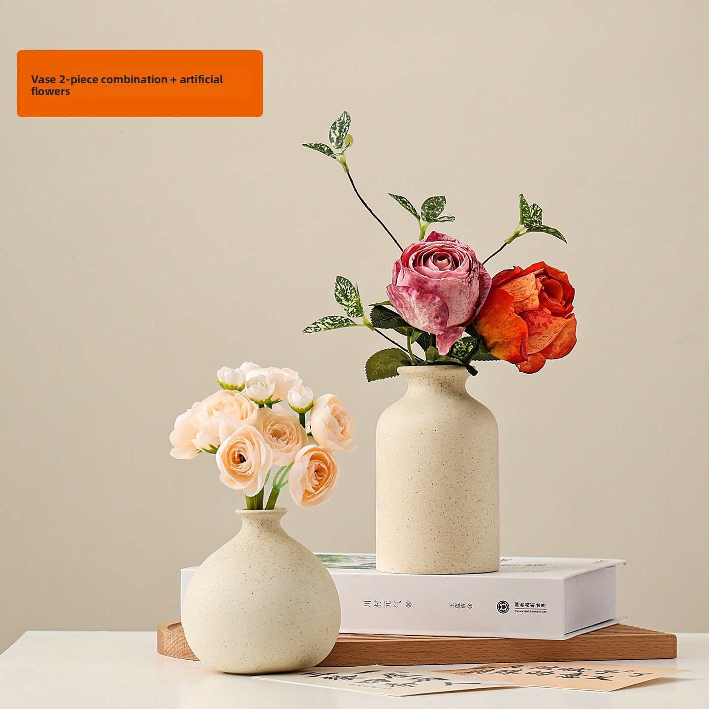 Ceramic Vase with Artificial Flowers for Home Decor