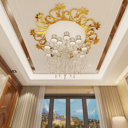 3D Mirror Flower Vine Acrylic Wall Stickers for Decor