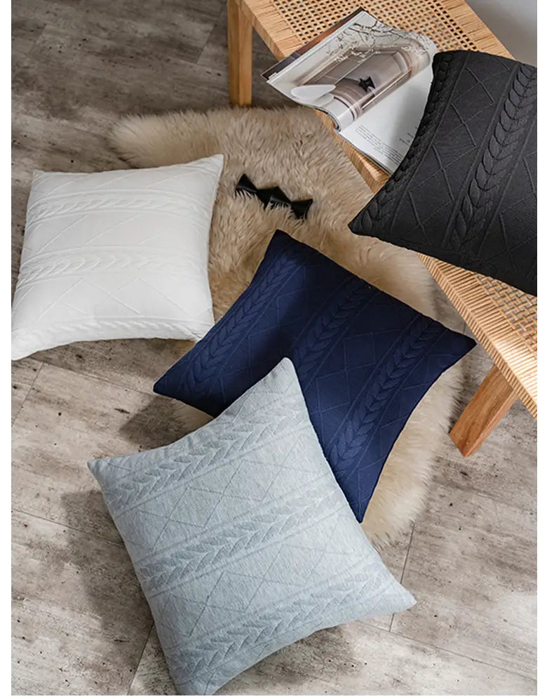 Argyle Jacquard Pillowcase for Soft Cushion Inserts