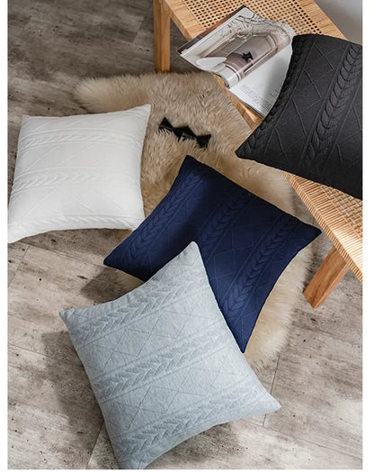 Argyle Jacquard Pillowcase for Soft Cushion Inserts