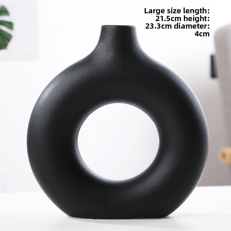 Handmade Ceramic Vase Circle Decor