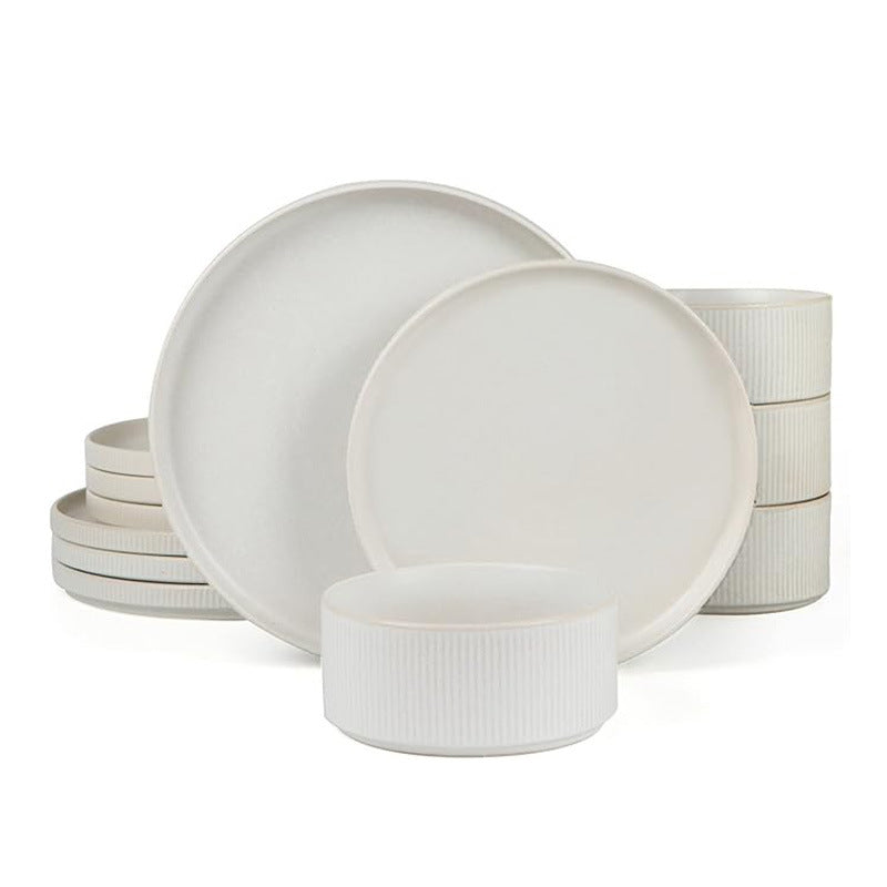 Embossed Ceramic Dinnerware Set 16 Pieces