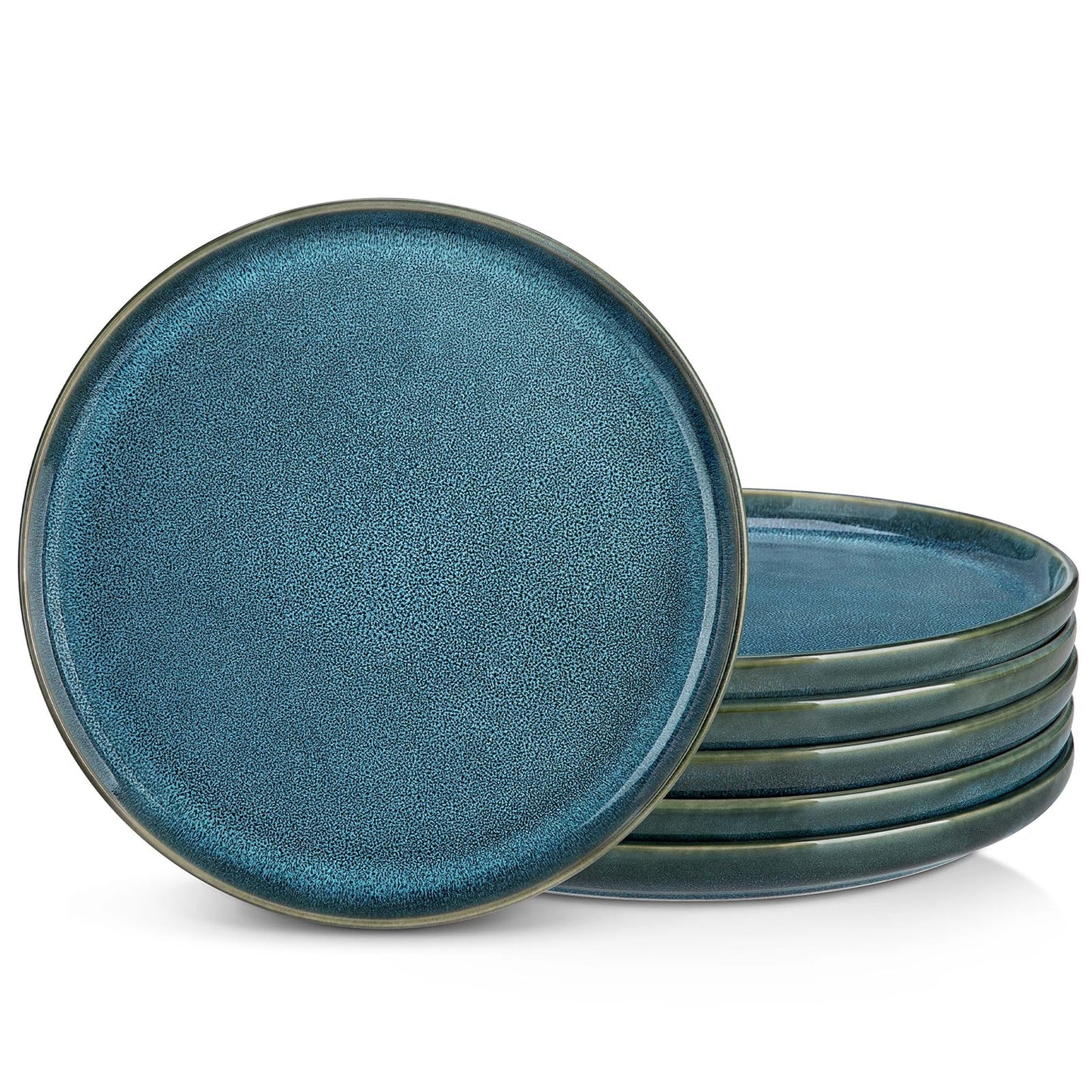 vancasso VAGE Dinner Plates Set of 6 10.25 Inch Ceramic Plates Microwave Oven and Dishwasher Safe Plates Blue