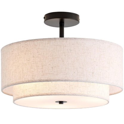 Modern Fabric Linen Ceiling Light for Living Room Bedroom