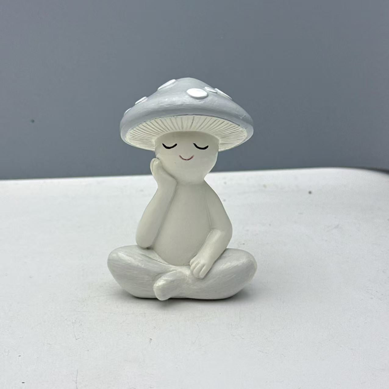 Cute Meditation Mushroom Resin Decor