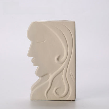 Creative Ceramic Face Vase for Home Decor