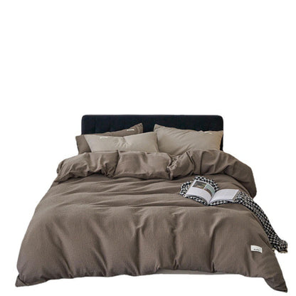 Waffle Weave Cotton Four-Piece Bedding Set
