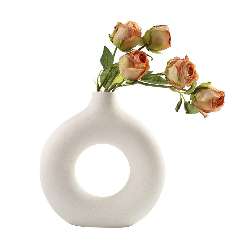 Handmade Ceramic Vase Circle Decor